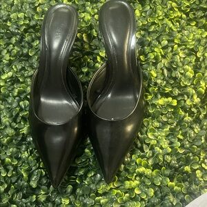 Black Pointed Mule Heels - Women's Slip-On Pumps Zara
